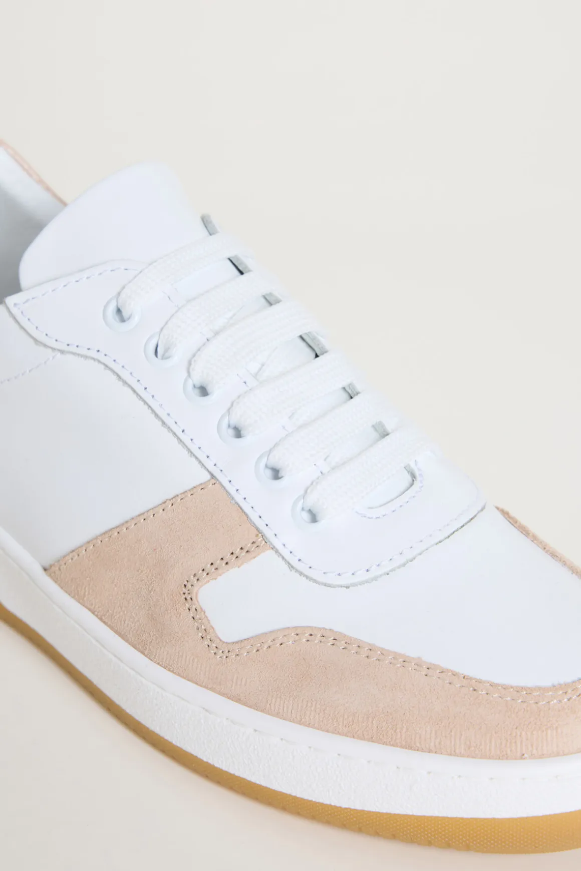Sneakers in pelle bicolore - Bianco Rosa