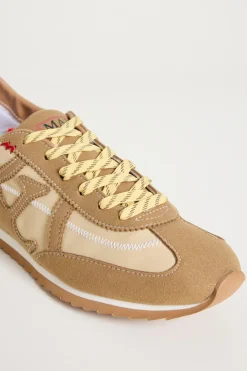 Sneakers in tessuto spalmato - Cammello