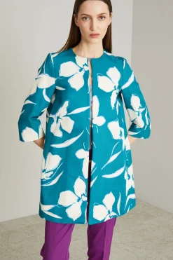 Soprabito in faille di misto cotone - Azzurro Bianco