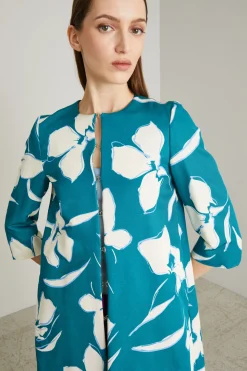 Soprabito in faille di misto cotone - Azzurro Bianco