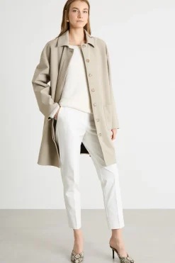 Soprabito in jersey con cintura - Beige
