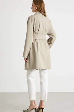 Soprabito in jersey con cintura - Beige