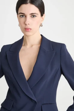 Spencer in cady con bottone singolo - Blu