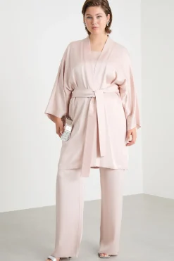 Spolverino a kimono in raso - Rosa