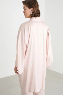 Spolverino a kimono in raso - Rosa