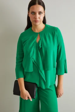Spolverino corto in georgette - Verde Prato