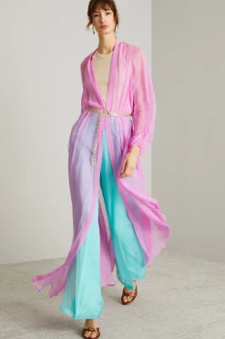 Spolverino in chiffon di seta - Fuxia