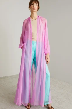 Spolverino in chiffon di seta - Fuxia