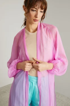 Spolverino in chiffon di seta - Fuxia