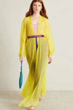 Spolverino in chiffon di seta - Giallo