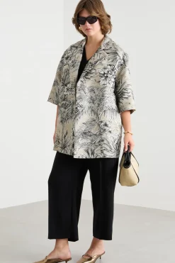 Spolverino jacquard - Beige Nero
