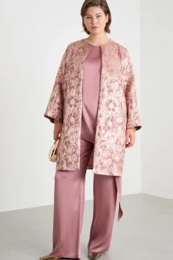 Spolverino jacquard laminato - Rosa