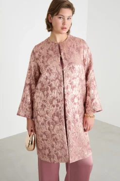 Spolverino jacquard laminato - Rosa