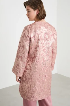 Spolverino jacquard laminato - Rosa