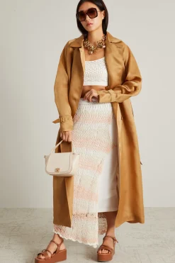 Spolverino trench in organza - Senape Scuro