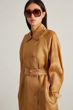 Spolverino trench in organza - Senape Scuro