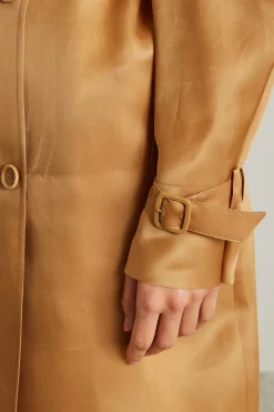 Spolverino trench in organza - Senape Scuro