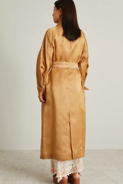 Spolverino trench in organza - Senape Scuro