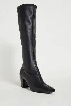 Stivale alto in pelle - Nero