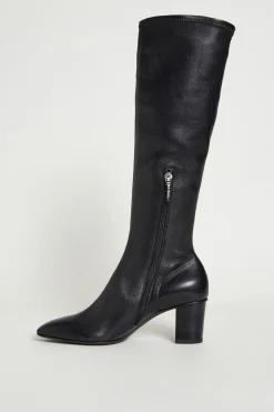 Stivale alto in pelle - Nero