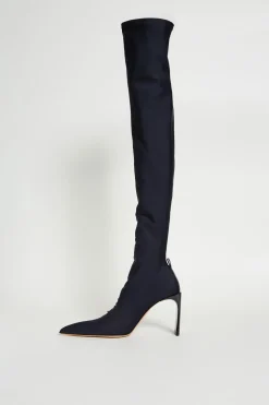 Stivale alto in tessuto stretch - Nero