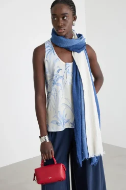Stola con frange - Blu Bianco