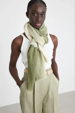 Stola con frange - Verde Bianco