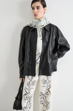 Stola con stampa floreale - Bianco Nero