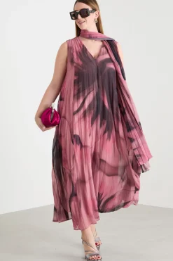 Stola in georgette plissé - Rosa