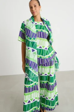 Stola in voile stampata - Verde Viola