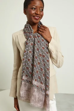 Stola leggera stampata - Rosso Beige Tortora