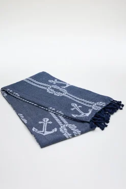 Telo da mare con frange - Blu