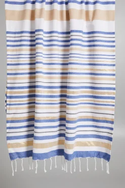 Telo mare con frange - Blu Bianco Oro