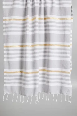 Telo mare con frange - Grigio Bianco Oro