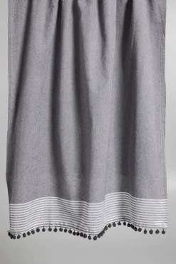 Telo mare con pon pon - Grigio Bianco