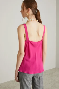 Top con scollo drappeggiato - Fuxia