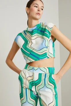 Top cropped - Bianco Azzurro Verde