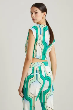 Top cropped - Bianco Azzurro Verde