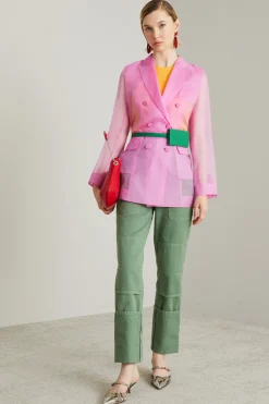 Top cropped in popeline - Arancione