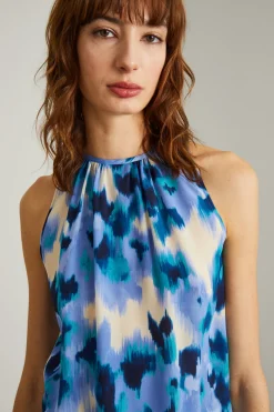 Top fluido a fantasia - Viola Turchese