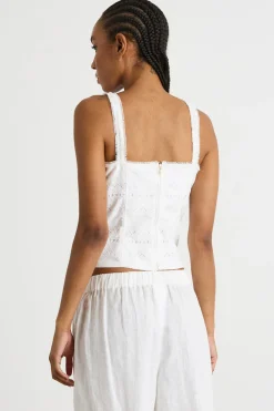 Top a bustier in voile - Bianco