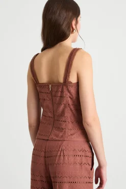 Top a bustier in voile - Marrone