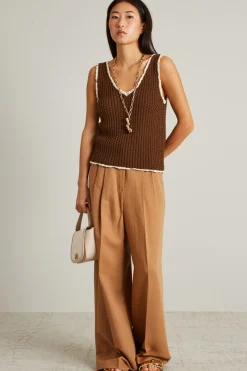 Top a canotta crochet - Marrone