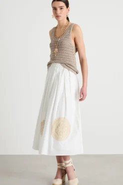 Top a canotta in maglia - Beige