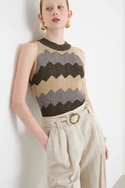 Top a coste - Verde Beige Grigio