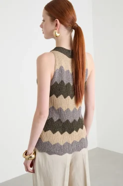 Top a coste - Verde Beige Grigio