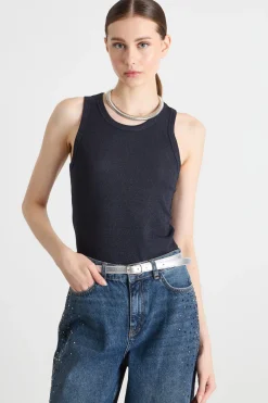Top a costine - Blu