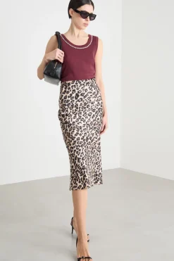 Top aderente con strass - Bordeaux