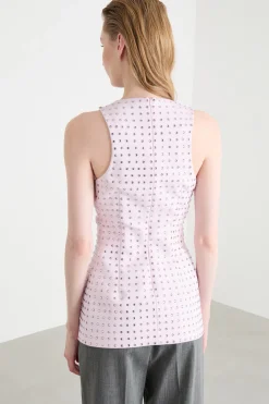 Top aderente con strass - Rosa