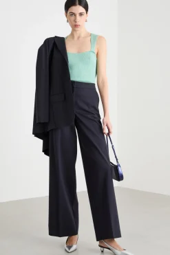 Top aderente in maglia laminata - Verde